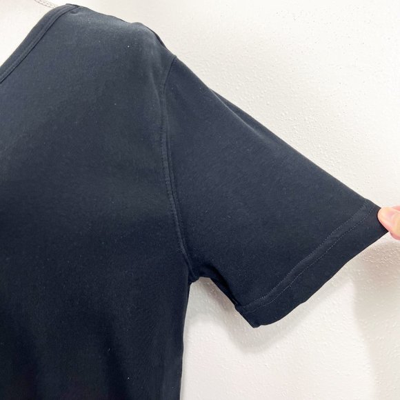 Lyn Dorf Shirt Women Extra Large Black Gold Lucky 7 Rhinestone Studs V-Neck Tee - Picture 10 of 10